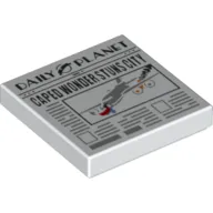 Tile 2 x 2 with Daily Planet Newspaper with 'CAPED WONDER STUNS CITY' Headline Print
