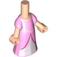 Microdoll Body Long Dress Bright Pink with White Under Dress, Dark Pink Trim, Light Nougat Hands
