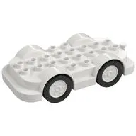Duplo Car Base 4 x 8 with Four Black Wheels and White Hubs