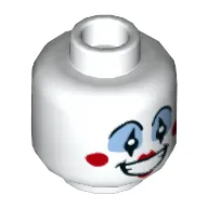 Minifig Head Terry Top, Clown Make Up, Medium Blue Eye Shadow, Open Mouth Smile, Red Cheeks and Lips Print