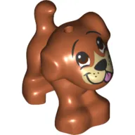 Animal, Dog, Small Standing with Reddish Brown Eyes, Black Nose and Tan Snout, Tongue Print