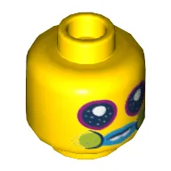 Minifig Head Mr Dinkles, Large Dark Blue Eyes, Azure Lips, Lime Cheeks Print