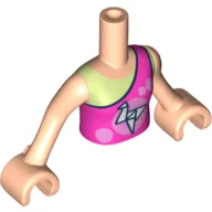 Minidoll Torso Girl, with Dark Pink Top, Dark Blue Trim, Yellowish Green Shirt