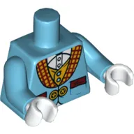 Torso Jacket, Pockets, Buttons, Dark Red and Yellow Checkered Lapels, Yellow Vest, White Shirt / Yellow Patch on Back Print, Medium Azure Arms, White Hands