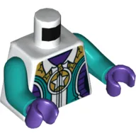 Torso Jacket with Zipper, White Star on Gold Circle, Dark Turquoise and Dark Purple Panels Print, Dark Turquoise Arms, Dark Purple Hands