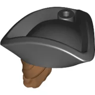 Hair and Hat, Pirate Hat Tricorne Black with Ponytail