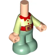 Microdoll Body Pants Sand Green with Yellowish Green Shirt, Red Belt, Sand Green Legs, Light Nougat Hands print