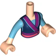 Minidoll Torso Girl, Dark Blue Robe, Dark Purple Stripe, Coral Sash, Azure Sleeves