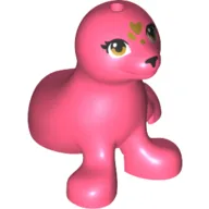 Animal, Seal / Sea Lion with Brown Eyes, Olive Green Hearts Print