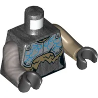 Torso, Odd Arms, Armour, Dark Azure Decorations, Dark Tan Fur Print, Left Dark Tan Arm, Right Flat Silver Arm, Black Hands