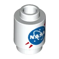 Brick Round 1 x 1 Open Stud White with Blue and Red 'NASA' Logo Print