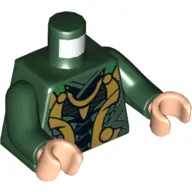 Torso Armor with Plates with Gold Detailing Print, Dark Green Arms, Light Nougat Hands