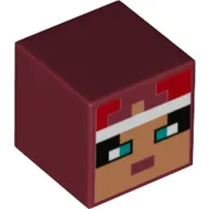 Minifig Head Special, Cube with Pixelated Medium Nougat Face, Dark Turquoise Eyes Print
