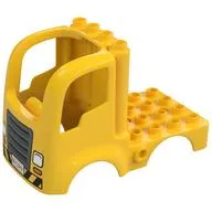 Duplo Car Body Truck 4 x 4 Flatbed with 4 Top Studs - Grille and Headlights and Hazard Stripes Print