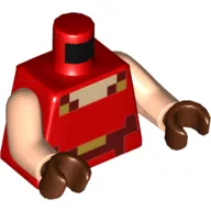 Torso Pixelated Dark Red, Light Nougat, and Gold Squares Print, Light Nougat Arms, Reddish Brown Hands