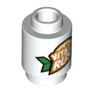 Brick Round 1 x 1 Open Stud with 'VITA RUSH' Logo with Green Leaves print