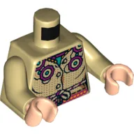 Torso Shirt with Magenta and Dark Turquoise Flowers and String Belt Print, Tan Arms, Light Nougat Hands