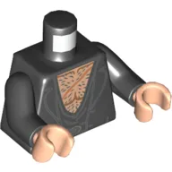 Torso Jacket, Open over Low Necked Undershirt, Bare Chest with Hair Print, Black Arms, Light Nougat Hands