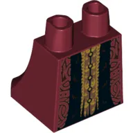 Hips and Legs Under Dress/Robe Black Fur, Dark Brown Filigree, Gold Center Panel