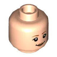 Minifig Head Ginny Weasley, Dark orange Eyebrows, Peach Lips, Smile / Crooked Smile, Raise Eyebrow