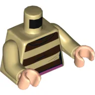 Torso Sweater with Dark Brown Stripes, Dark Pink Belt Print, Tan Arms, Light Nougat Hands