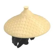 Hair and Hat, Asian Conical Hat Tan with Hair Pattern