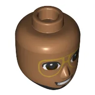 Minidoll Head Male with Gold Glasses, Big Smile, Teeth, Black Beard Print