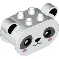 Duplo Brick 2 x 4 x 2 Rounded Ends with Ears and Panda Face Print