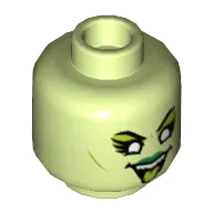 Minifig Head Banshee Singer, White Eyes with Lime Shadow, Green Lips, Open Mouth with Lime Tongue Print
