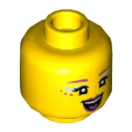 Minifig Head Candy Mermaid, Dark Pink Eyebrows and Eye Dots, Light Aqua Eye Shadow, Dark Pink Lips, Open Mouth Print