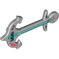 Musical Instrument Guitar, Anchor, with Dark Azure Strings and Coral Lightning Bolt Print