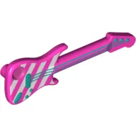 Musical Instrument Guitar Electric with Dark Azure Strings and White Stripes Print