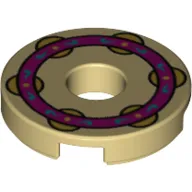 Tile Round 2 x 2 with Hole and Tamborine Print