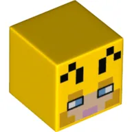 Minifig Head Special, Cube with Pixelated Bee Face Print