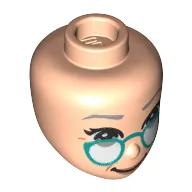 Minidoll Head Light Bluish Grey Eyebrows, Low Dark Turquoise Glasses print