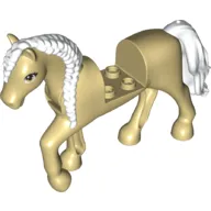 Animal, Horse with Raised Leg, Moveable Head, White Braided Mane and Tail print.