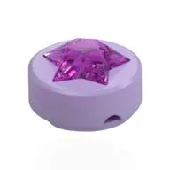 Tile Round 1 x 1 with Molded Trans-Bright Pink Star