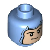 Minifig Head Buzz Lightyear, Balaclava with Light Nougat Face, Smirk print