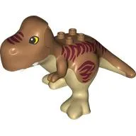 Duplo Dinosaur Tyrannosaurus Rex with Red Stripes, Tan Belly Print