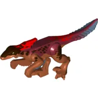 Animal, Dinosaur, Pyroraptor, Red Fin, Dark Red Top, Dark Brown Markings, Sand Blue Tail print