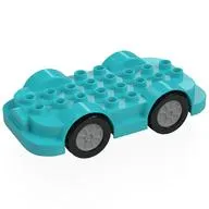 Duplo Car Base 4 x 8 with Four Black Wheels and Silver Hubs