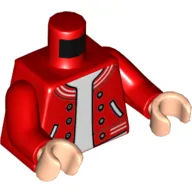 Torso Letterman Jacket, White Undershirt print, Red Arms, Light Nougat Hands