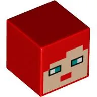 Minifig Head Special, Cube with Pixelated Nougat Face, Dark Turquoise Eyes Print
