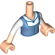 Minidoll Torso Girl, Medium Blue Dress, White Shirt, Dark Blue Trim with Light Nougat Arms