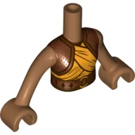 Minidoll Torso Girl, with Reddish Brown/Bright Light Orange Tunic print, Nougat Arms and Hands