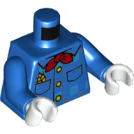 Torso Shirt, Plaid with Yellow Button, Red Handkerchief, Wheat in Pocket print, Blue Arms, White Hands