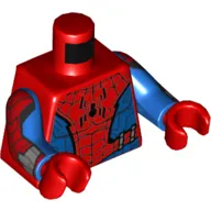 Torso Bodysuit, Webbing, Black Spider / Red Spider print, Blue Arms with Red Webbing and Wrist Device Print, Red Hands