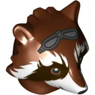 Minifig Head Special, Raccoon, Goggles Print (Rocket)