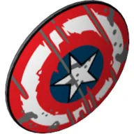 Shield Round Bowed, Red, White, and Blue Circles with Star, Scratches Print (Captain America)