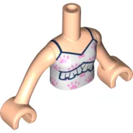 Minidoll Torso Girl, White Top, Lavender Paws, Dark Blue Trim print, Light Nougat Arms and Hands